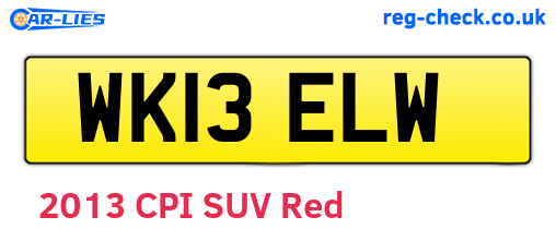WK13ELW are the vehicle registration plates.