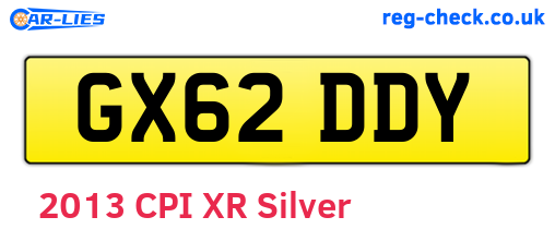 GX62DDY are the vehicle registration plates.