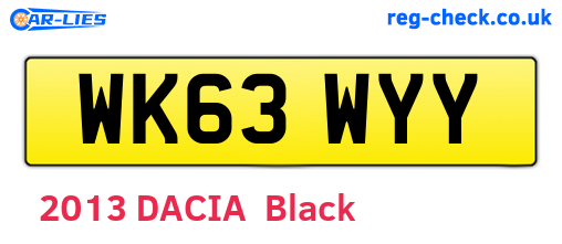 WK63WYY are the vehicle registration plates.