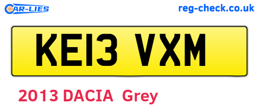 KE13VXM are the vehicle registration plates.