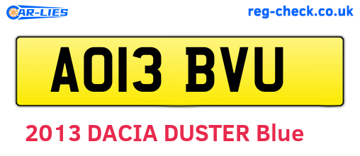 AO13BVU are the vehicle registration plates.