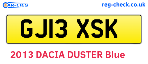 GJ13XSK are the vehicle registration plates.