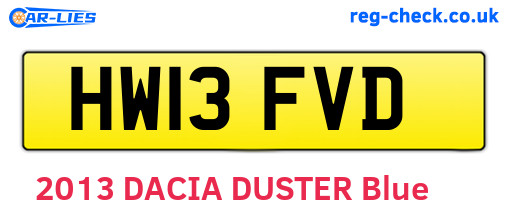HW13FVD are the vehicle registration plates.