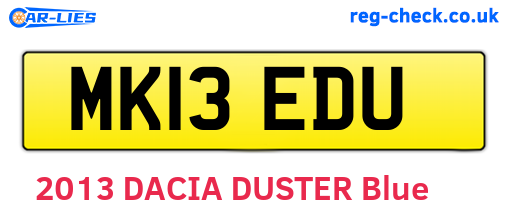 MK13EDU are the vehicle registration plates.