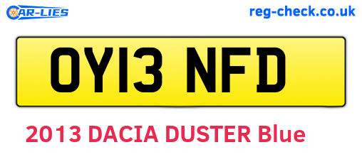 OY13NFD are the vehicle registration plates.