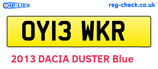 OY13WKR are the vehicle registration plates.