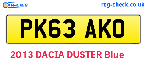 PK63AKO are the vehicle registration plates.