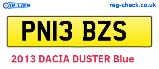 PN13BZS are the vehicle registration plates.