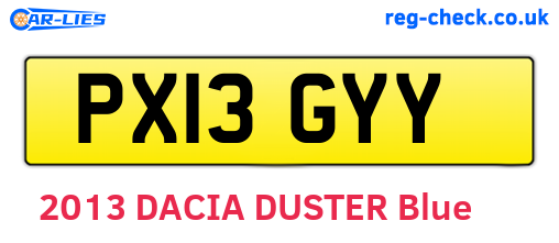 PX13GYY are the vehicle registration plates.