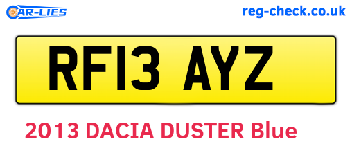 RF13AYZ are the vehicle registration plates.