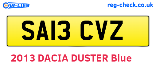SA13CVZ are the vehicle registration plates.