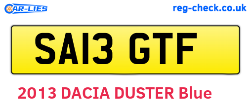 SA13GTF are the vehicle registration plates.