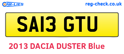 SA13GTU are the vehicle registration plates.