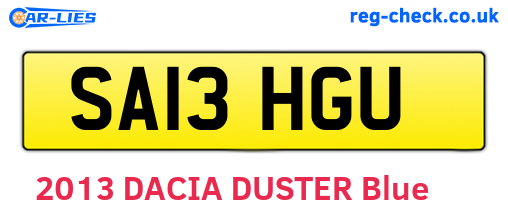 SA13HGU are the vehicle registration plates.