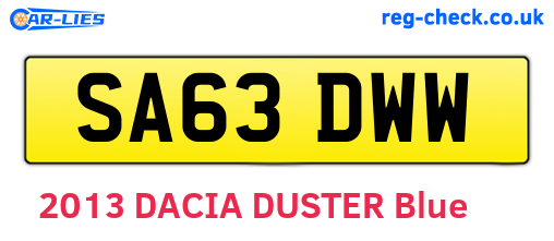 SA63DWW are the vehicle registration plates.