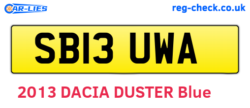 SB13UWA are the vehicle registration plates.