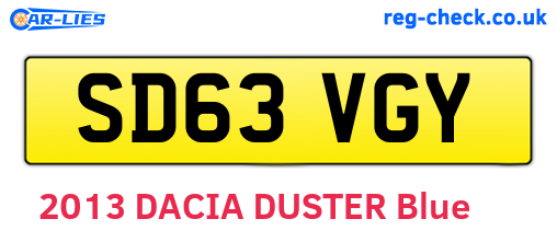 SD63VGY are the vehicle registration plates.