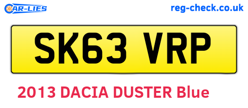 SK63VRP are the vehicle registration plates.