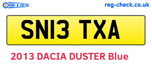 SN13TXA are the vehicle registration plates.
