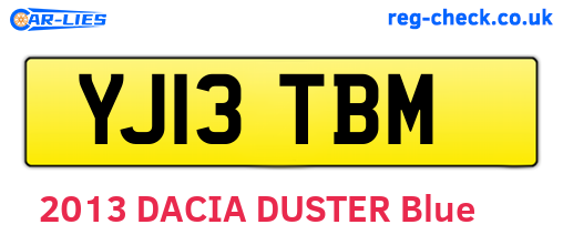 YJ13TBM are the vehicle registration plates.