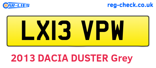LX13VPW are the vehicle registration plates.