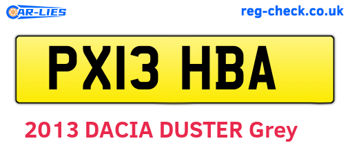 PX13HBA are the vehicle registration plates.