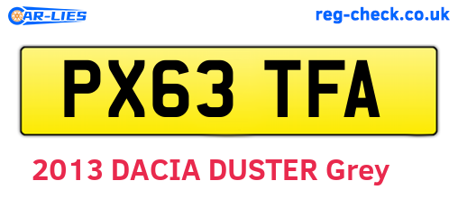PX63TFA are the vehicle registration plates.