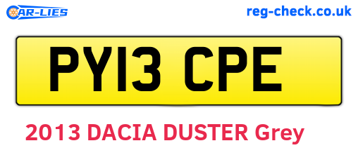 PY13CPE are the vehicle registration plates.