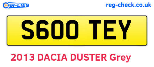 S600TEY are the vehicle registration plates.