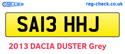SA13HHJ are the vehicle registration plates.