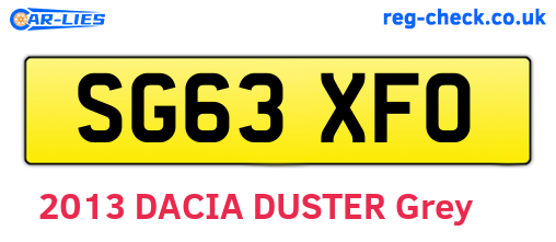 SG63XFO are the vehicle registration plates.