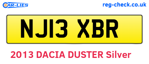 NJ13XBR are the vehicle registration plates.