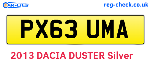 PX63UMA are the vehicle registration plates.