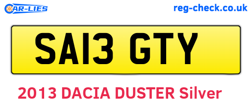 SA13GTY are the vehicle registration plates.