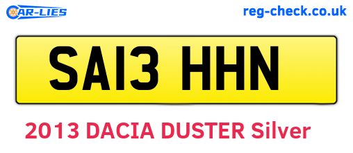 SA13HHN are the vehicle registration plates.