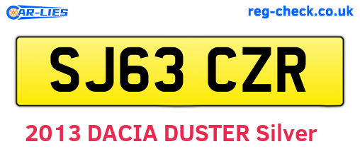 SJ63CZR are the vehicle registration plates.