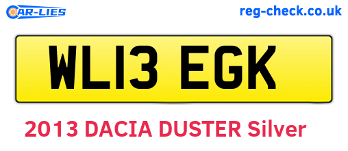 WL13EGK are the vehicle registration plates.