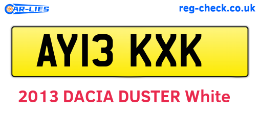 AY13KXK are the vehicle registration plates.