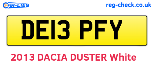 DE13PFY are the vehicle registration plates.