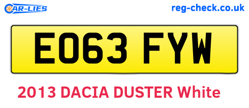 EO63FYW are the vehicle registration plates.