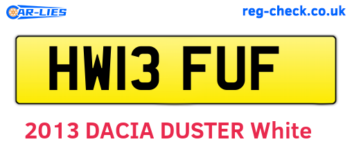 HW13FUF are the vehicle registration plates.