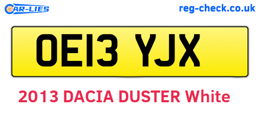 OE13YJX are the vehicle registration plates.