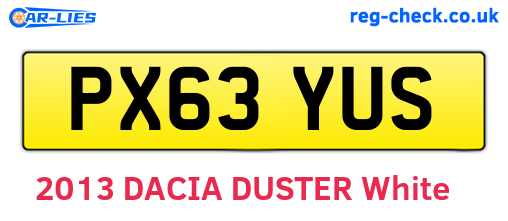 PX63YUS are the vehicle registration plates.