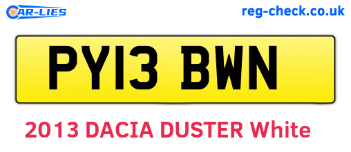 PY13BWN are the vehicle registration plates.