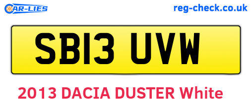 SB13UVW are the vehicle registration plates.