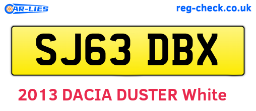 SJ63DBX are the vehicle registration plates.