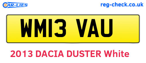 WM13VAU are the vehicle registration plates.