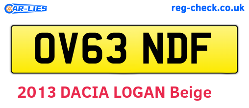 OV63NDF are the vehicle registration plates.