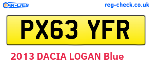 PX63YFR are the vehicle registration plates.