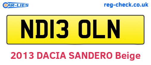 ND13OLN are the vehicle registration plates.